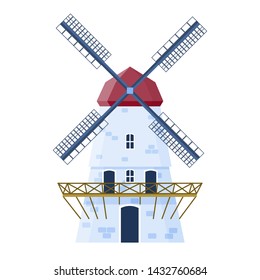 Vector illustration in trendy flat style - wind mill. Isolated eps illustration