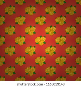 Vector illustration. Trendy floral seamless pattern in orange, yellow and red colors.