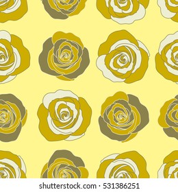 Vector illustration. Trendy floral seamless pattern in yellow colors.