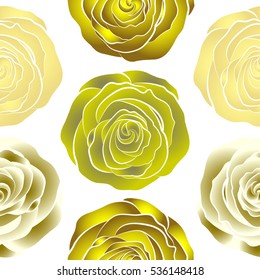 Vector illustration. Trendy floral seamless pattern in brown, neutral and yellow colors.