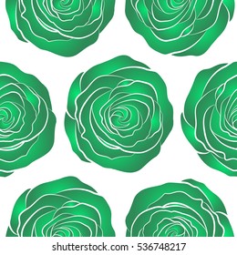 Vector illustration. Trendy floral seamless pattern in green colors.