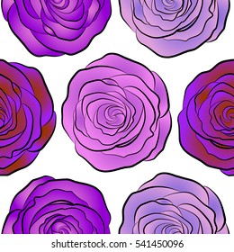 Vector illustration. Trendy floral seamless pattern in violet, neutral and pink colors.