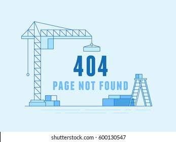 Vector  illustration in trendy line flat style - 404 page design template and web site under construction or maintenance -page not found message and banner