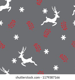 vector illustration trendy modern collection of deer with snowflake and flowers