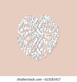 Vector illustration of a trendy monstera leaf with abstract pattern