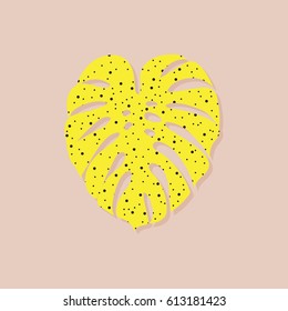 Vector illustration of a trendy monstera leaf with abstract pattern