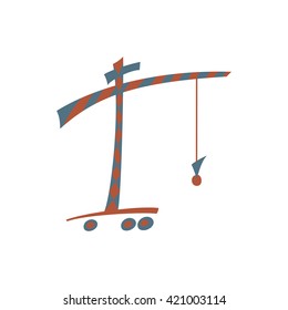 vector illustration in trendy style crane construction, flat, icon,
