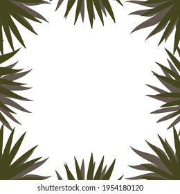 Vector illustration of trendy tropical palm leaves template, frame, poster, card, invite, postcard design warm, hot tropical feel
