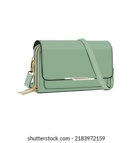 vector illustration of trendy women's sling bag in mint green, flat cartoon design style. perfect for your design material to make a poster, banner, education content and much more.