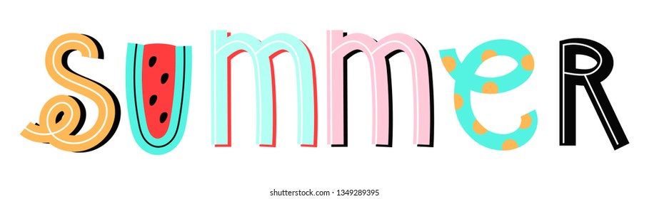 Vector illustration of a trendycolorful lettering isolated on a white background.