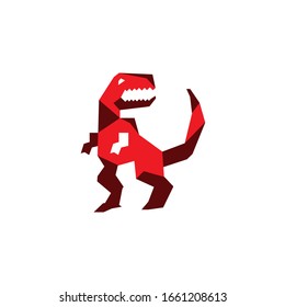 vector illustration of a t-Rex geometric cartoon character. T-Rex is a predatory carnifora predator