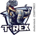 Vector illustration of trex mascot logo template for sport team and gaming team