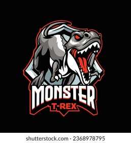 Vector illustration of trex mascot logo template for sport team and gaming team