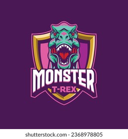 Vector illustration of trex mascot logo template for sport team and gaming team