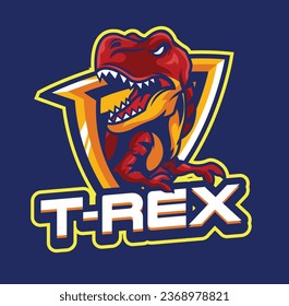 Vector illustration of trex mascot logo template for sport team and gaming team