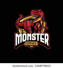 Vector illustration of trex mascot logo template for sport team and gaming team