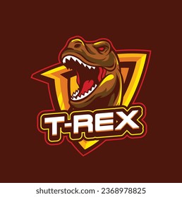 Vector illustration of trex mascot logo template for sport team and gaming team