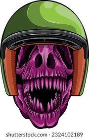 vector illustration of T-Rex Skull with rider helmet
