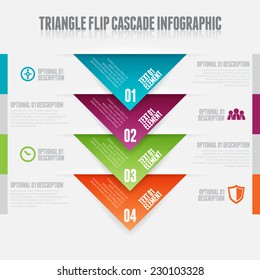 Vector Illustration Of Triangle Flip Cascade Infographic Design Elements.