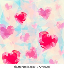 Vector Illustration of  Triangle heart background