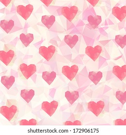 Vector Illustration of  Triangle hearts background