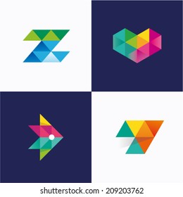 Vector illustration triangle icons set