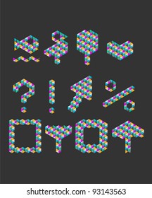 vector illustration of triangle pattern  symbol set on gray backdrop
