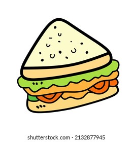 Vector illustration triangle sandwich on white background 