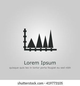 Vector illustration of triangle sign icon on grey background.