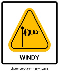 Vector illustration of triangle traffic sign for strong wind