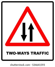 Vector illustration of triangle traffic sign for two way