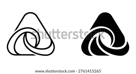A vector illustration of a triangle wave logo in black and white, suitable for use in graphic design, branding, and marketing materials.