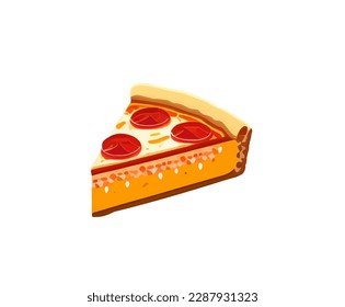 Vector illustration of triangular pizza slice isolated on white background
