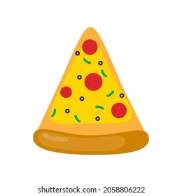 Vector Illustration of triangular pizza slices. Simple food icon in sliced pizza isolated on white background for web apps and mobile concept. isolated on white background, simple design