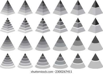 Vector illustration of a triangular pyramidal hierarchy hierarchy.