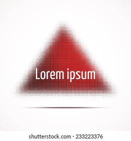 Vector illustration. Triangular red banner with halftone effect