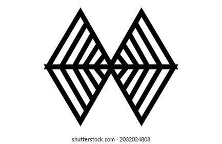 Vector illustration of triangular spider web shape design, or bat wings, or bat wave image, line drawing style, black and white color.