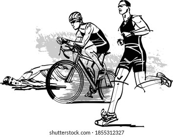 the vector illustration of  triathlon athletes 