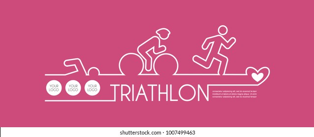 Vector illustration triathlon, flat design. vector illustration