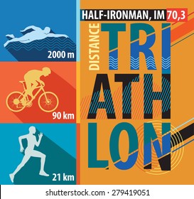 Vector illustration triathlon, flat design.