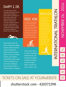 Vector illustration triathlon, flat design.  poster template