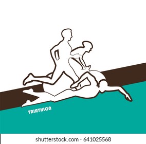 Vector illustration triathlon, flat design. 