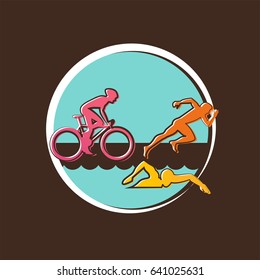 Vector illustration triathlon, flat design. vector illustration