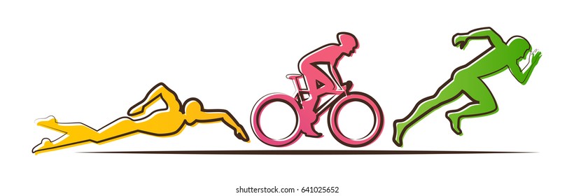 Vector illustration triathlon, flat design. vector illustration
