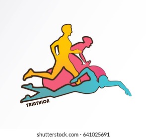 Vector illustration triathlon, flat design. vector illustration
