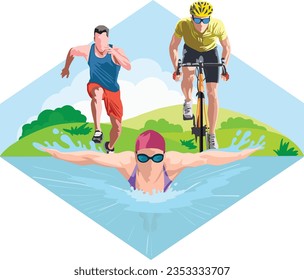 Vector illustration of triathlon games