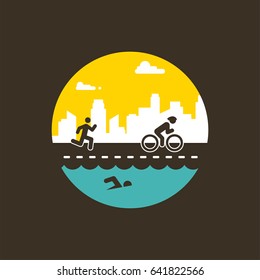 Vector illustration for triathlon poster, flat design. vector illustration