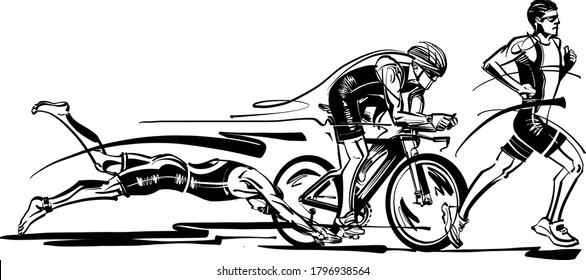 the vector illustration of the Triathlon sport