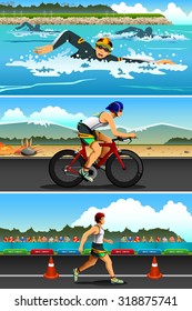 A vector illustration of triathlon sport for sport competition series