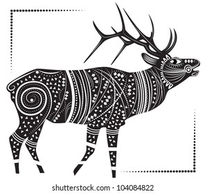 Vector illustration of a tribal animal - deer - symbol of power - in graphic style